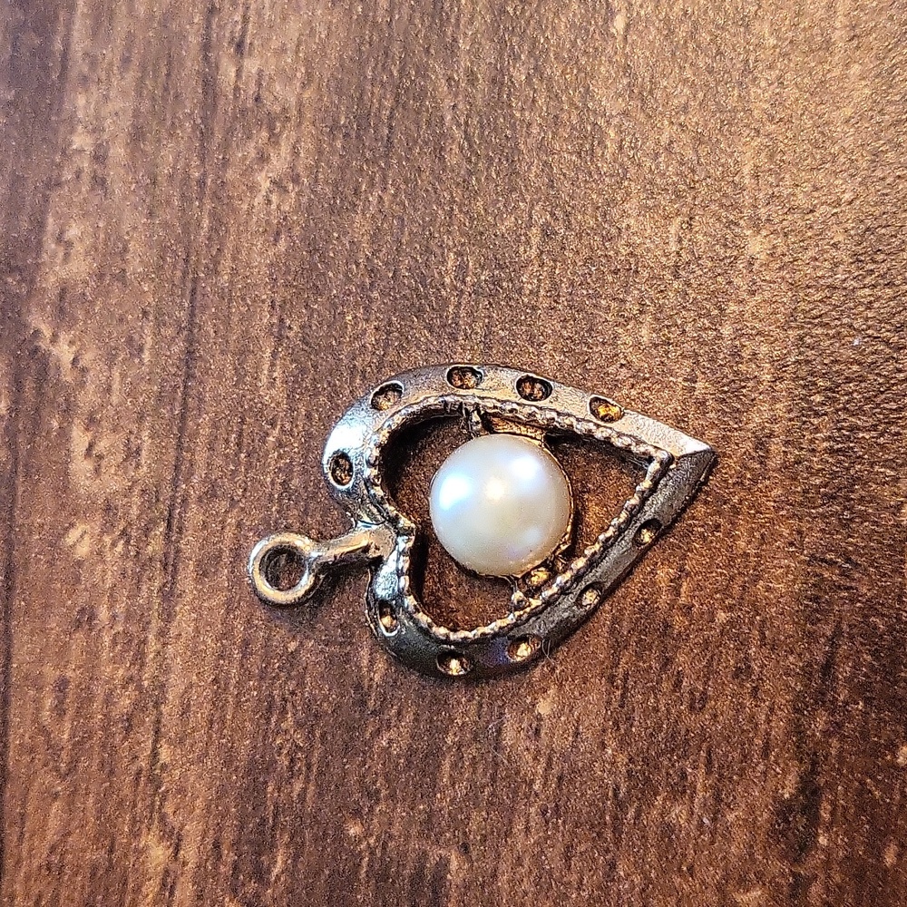 Vintage Heart & "Pearl" Charm